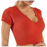 tohole Damen Crop Tops Unterhemden Basic Top ohne Bügel Tank Top Summer Sport Yoga Unterwäsche Basic Crop Tank Tops Kurzarm Tops Kleidung Kurzarm Tops für D