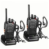 Nestling Funkgerät Set,BF-88E Walkie Talkie 16 Kanäle Sprechfunkgerät Funktelefon in beiden Richtungen,Funksprechgerät Eingebauter LED Taschenlampe mit USB Anschluß und Headset(2er Set)