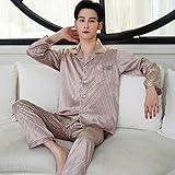 LYWZX Satin Schlafanzug Herren Herren Designer Pyjamas Für Herren Nachtwäsche Langarm Schlaf Tops Hosen Thin Ice Silk Pyjamas Herren Nachtwäsche Set Pijama Set-Picture 2 3XL 90-100Kg