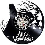 Alice in Wonderland Theme Black Vinyl Wanduhr Geschenk