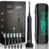 Tristan Auron Elektrische Zahnbürste Business Class Edition (Schwarz) + Reiseetui mit UV Reinigung + 6x Aufsätze I 55.000 Schwingungen - 5 Putzmodi - 60 Tage Akk