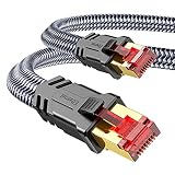 Cat 8 LAN Kabel 3m, Snowkids 40Gbps Netzwerkkabel 2000MHz Gigabit Hochgeschwindigkeits Ethernet Kabel flaches S/FTP RJ45 Kabel Internet Patchkabel kompatibel mit PS5 PS4 Laptop Router Modem Switch TV