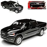Motormax Dodge Ram 1500 Pick-Up Doppelkabine Schwarz 5. Generation Ab 2019 1/24 Modell Auto mit individiuellem Wunschk