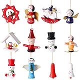 Toyvian 12 Stücke Weihnachten Deko Figuren Weihnachtsbaum Anhänger Holzanhänger Christbaumanhänger Holz Christbaumschmuck Baumschmuck Weihnachtsdeko zum Aufhängen (Upgraded Performance)