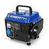 EBERTH 750 Watt Benzin Stromerzeuger (2 PS Benzinmotor, 2-Takt, luftgekühlt, Seilzugstart, 1-Phase, 1x 230 V, 1x 12 V, Voltmeter)