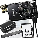 1A PHOTO PORST Jubiläums Angebot Canon Ixus 285 HS Schwarz+Ministativ+Display-Schutzfolie+SD 8 GB Speicherkarte+Tasche+Mik