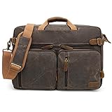 CoolBELL Herren Messenger Bag Umhängetasche Aktentasche umwandelbar Reiserucksack Laptoptasche 17,3 Zoll Multifunctional Schultertasche/Handtasche für Männer, wasserdicht Wachsöl Canvas B