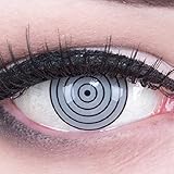 Meralens 1 Paar Farbige Anime Sharingan Kontaktlinsen Rinnegan Eye in grau grey perfekt zu Manga Hereos of Cosplay Naruto Halloween mit gratis Kontaktlinsenbehälter 12 Monatslinsen ohne Stärk