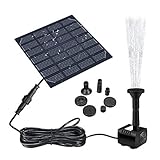 1,2 W Solarpumpe Teichpumpe, Springbrunnen Pumpe mit 4 Verschiedenen Düsen, Solar Wasserpumpe Fontäne Pumpe für Gartenteich Springbrunnen, 180 L/h, Höhe 0,6 m, 3M ultralange Kab