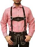 German Wear Trachtenhemd für Trachtenlederhosen Oktoberfest Trachtenmode rot/kariert 100% Baumwolle, Hemdgröße:XL