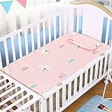 GIBZ Spannbetttuch für Babybett Kinderbett Baby Matratzenschoner Spannbettlaken Atmungsaktiv Bettlaken Baby Bettwäsche mit Babykissen, rosa Bär, 50x130