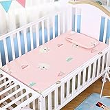 GIBZ Spannbetttuch für Babybett Kinderbett Baby Matratzenschoner Spannbettlaken Atmungsaktiv Bettlaken Baby Bettwäsche mit Babykissen, rosa Bär, 50x130