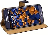 mumbi Echt Leder Bookstyle Case kompatibel mit Samsung Galaxy S6 Edge Hülle Leder Tasche Case Wallet, schw