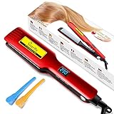 Soarfly Ceramic Turmaline Ionic Glätteisen Haarglätter, Professional Salon Instrument Glider, einstellbare Temperaturleiste, für alle Haartypen (rot)