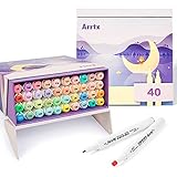Arrtx 40 Marker Set, Pastellfarben Chisel & Fine Tips, Graffiti-Marker auf Alkoholbasis für Malerei, Illustration, Anime, Design, ideal für professionelle Künstler, Anfänger,