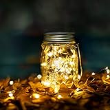 Wasserdicht Solarlicht Glas Rostfreier Stahl Mason Jar Solarlampen Draußen Gartendekoration Party Veranstaltungen Hochzeit Urlaub (Warmweiß)