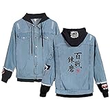 LKYCC Haikyuu!! Hoodies Sweatshirt 3D-Druck In Anime Hoodie Pullover Kapuzenpulli Oberteile Shirts Jungen Kapuzenpullover Coats Filmfiguren Fälschen Zwei Jeansjacken Blue L