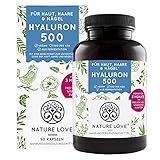 NATURE LOVE® Hyaluronsäure Kapseln mit Zink - Hochdosiert: 500mg - Vegan - 90 Stück (3 Monate) - 500-700 kD