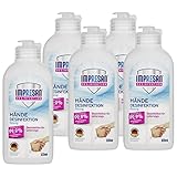 IMPRESAN Händedesinfektionsmittel flüssig 100 ml: Hand-Reinigung auch für unterwegs - enthält 80% Vol. Ethanol, 5er Pack