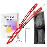 STAINLER legaler Butterfly Trainer – Basilong Trainer – Inklusive E-Book mit Videos zum Tricks Lernen – Butterfly Messer mit Komplett Set von Ersatzteilen, Schraubenzieher und mehr (Rot)