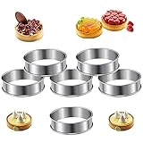 BluVast Crumpet Rings, Tortenring, 6 Stück Antihaft Dessert Tortenringe Backringe Kuchenring Rund Edelstahl Silber für Kochen und Backen (8 x 2.5 cm)
