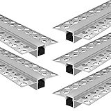 FEDA Trockenbauprofil Aluminium 2m eloxiert | Trockenbauleiste für Led Streifen bis 1cm Breite | Aluprofil + Acryl Abdeckung milchig (opal) zum Einklicken (5er Set; 200cm x 1,30cm x 1,40cm)