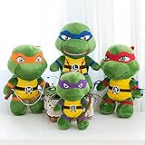 GFGFG Anime Plüschtier mit großen Augen Schildkrötenvariante Era Plüschspielzeug Q Version Teenage Mutant Ninja Turtles Plüschpuppe Schildkröte Kissen Geschenk für Kinder 35 cm Set von 4