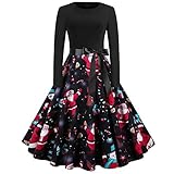 Blingko Kleider Damen Mode Kostüm Kürbis Muster 1950er Jahre Hausfrau Rundhals Langarm Lässigmit Halloween Print Kleid Reißverschluss Party Abendkleid Cosplay Karneval Festival Halloween Kostü