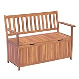Outsunny Gartenbank Truhenbank Sitzbank mit Stauraum 2-Sitzer Holz Braun B120 x T60 x H87