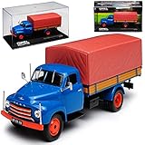 alles-meine.de GmbH Opel Blitz 1,75 Tonner LKW Pritsche mit Plane Blau 1952-1960 1/43 Modellcarsonline Modell Auto mit individiuellem Wunschk