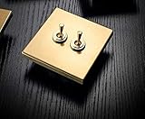 UimimiU Retro Beleuchtung Wippschalter Wandschalter Home Verbesserung Wandleuchte Kippschalter 1-4 Gang 2 Wege Retro Messinghebel Edelstahl Champagner Gold Panel Momity Switch Light Sw