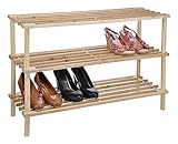 Spetebo Holz Schuhregal massiv - 49 x 74 x 27 cm - Schuhständer Schuhschrank mit 3 Etag