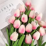 Lovefei Künstliche Tulpen aus Polyurethan, fühlt sich echt an, Latex, für Zuhause, Garten, Hochzeit, Party, Blumendekoration und DIY-Blumenarrangements (rosarot)