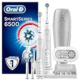 Oral-B PRO 6500 SmartSeries Elektrische Zahnbürste, mit Bluetooth-Verbindung, mit 2. Handstück und SmartGuide, weiß
