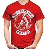 Sons of Middle Earth Männer und Herren T-Shirt | Fantasy Gollum Hobbit Fun (L, Rot)