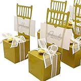 EinsSein 48x Kartonage Stuhl Silber Gastgeschenke Hochzeit Hochzeitsmandeln Verpackung Box Tischdeko Kartonagen Schachteln Taufe Geschenkboxen Süßigkeiten Taufmandeln Tischkarten Bonb