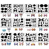 FINGERINSPIRE 12 Sets Plastik Fliege Herstellungsschablone, 25x20cm Einhörner Meerjungfrauen Kronen Schmetterlinge Hirschart Bögen Schablone für Kartenherstellung, Haarnadel und DIY B