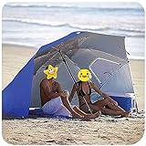 XIAOKUKU Strandhüttenzelt Faltbares Garten-Sonnendach Regenschirm 2.4M mit Dachfenster Pop-up Erwachsene Wildfischen Sonnenschirm mit Seitenwand, wasserdichter UPF 50+ Schutz, für Outdoor-Camping