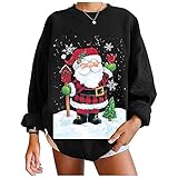 Weihnachten Pullover Damen Schneemann Rentier Elfe Weihnachtspullover Kapuzenpullover Teenager Mädchen Weihnachtspulli Weihnachtsmann Christmas Sweatshirt Xmas Pulli Shirt Eule Rundhals Jump