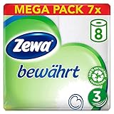 Zewa Toilettenpapier Bewährt, Riesenpackung 7 X 8 Rollen Mit Je 150 Blatt, 7 Packung