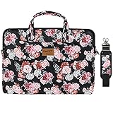 OneGET Laptop-Umhängetasche kompatibel mit MacBook Pro, MacBook Air, Notebook Computer, Aquarell-Maltasche mit Tasche (33 - 33,8 cm, Blume) SL15