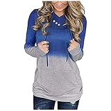 TheSosy Damen Hooded Oberteile I Premium Kapuzenjacke Damen mit Kordelzug Tasten I Basic Hoodie mit Tasche I Lange Ärmel Dünn Kapuzenpullover I Hochwertige & Nachhaltige Damen-Oberteile(Grau,XXL)