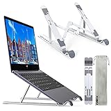 XIDU Laptop Ständer, 7-Stufe Aluminium Laptop Stand, Tragbar Höhenverstellbarer Belüfteter Laptopständer, rutschfeste Notebook Ständer Kompatibel mit MacBook Pro Air , Dell, 10-15,6' Laptops Tab