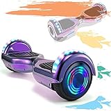 HST 6,5 Hoverboard mit 350W*2 Motorbeleuchtung RGB LED-Leuchten, Bluetooth-Lautsprecher, Self Balance Scooter, E Board Elektro, Skateboard Elektroroller mit Fernbedienung und T