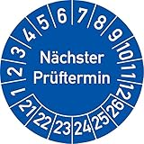 Nächster Prüftermin Prüfplakette, 100 Stück, in verschiedenen Farben und Größen, Prüfetikett Prüfsiegel Plakette (30 mm Ø, Blau)