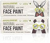 BioKidd Gesichtsfarbe Schminkset für Kinder Bio Natürliche Kinderschminke für Sensitive Haut, Bodypainting Schminkpalette, 6 washbar Face Paint Farben 2X Set - Sale!!!