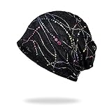 WELROG Chemo Hut Frau Frauen Hut Spitzen Kopftuch Super Weich Slouchy Turban Kopfbedeckungen Kopf Wraps (Schwarz)