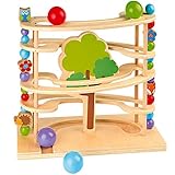 sOlini Kugelbahn Waldtiere / Murmelbahn / Spielzeug aus Holz für Kleinkinder ab 18 Monate / b