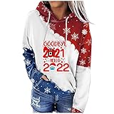 Weihnachtspullover Xmas Pullover Weihnachten Hoodie Damen Weihnachtspulli Kapuzenpullover Rentier Pullis Sweater Weihnachts-Sweatshirt,Loses Joker Langarm T-Shirt Winterjacke Teenager Kapuzenp