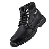 Quiteyan Icherheitsschuhe Herren Arbeitsschuhe,Leichte, atmungsaktive Sneaker-Schuhe mit Stahlkappe rutschfeste, unverwüstliche Konstruktionsschuhe Dachdeckerschuhe,Black▁48